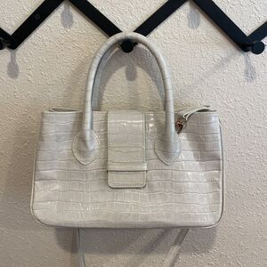 Uno Alla Volta Florentine Leather Satchel Uffizi Made In Italy Light Gray